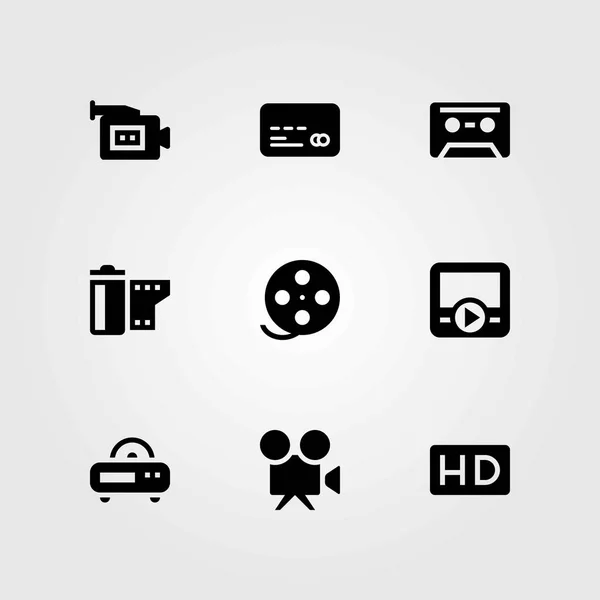 Technologie vector iconen instellen. HD, credit card en radio — Stockvector