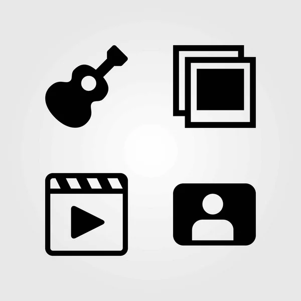 Multimedia vector icons set. foto-, gebruikers- en film-speler — Stockvector