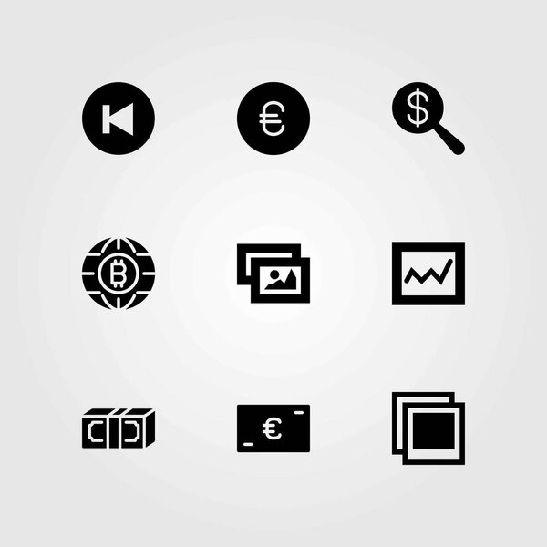 Buttons vector icons set. analytics, coin and photo
