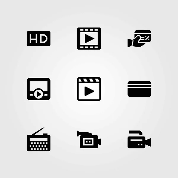 Τεχνολογία διάνυσμα εικόνες set. αναπαραγωγής ταινιών, πιστωτική κάρτα και hd — Διανυσματικό Αρχείο