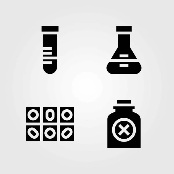 Medical vector icons set. poison, pills and tube — Stock Vector