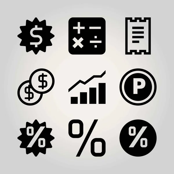 Technologia wektor zestaw ikon. parking, procent, kalkulator i analiz — Wektor stockowy
