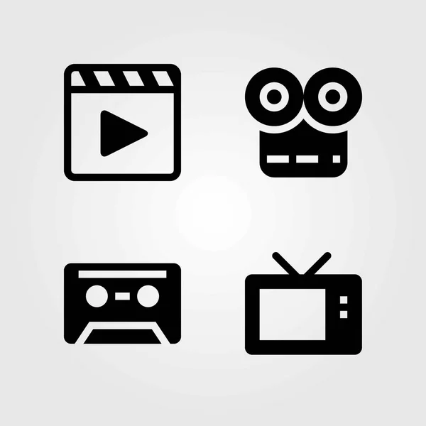 Technologie vector iconen instellen. TV, televisie en cassette — Stockvector