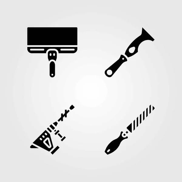 Набор векторных значков инструментов. скребок, молоток и чизель — стоковый вектор