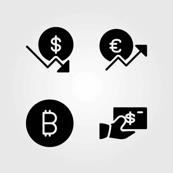 Pénz vektoros ikonok beállítása. euro, a dollár és az érme — Stock Vector