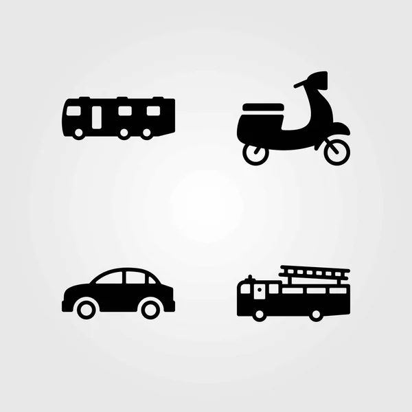 Vector iconen transportset. caravan, motor en auto — Stockvector