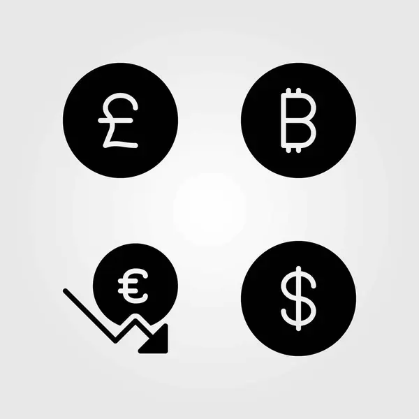 Signer les icônes vectorielles définies. pièce, pièce et livre sterling — Image vectorielle