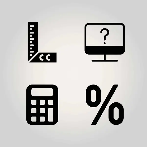 School vector icon set. persentage, rekenmachine en monitor — Stockvector