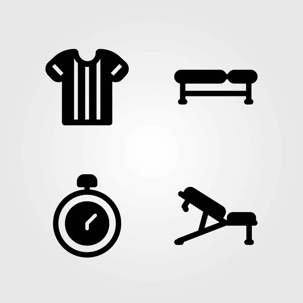 Fitness vector icons set. sport shirt, chronometer and shirt — Stock Vector