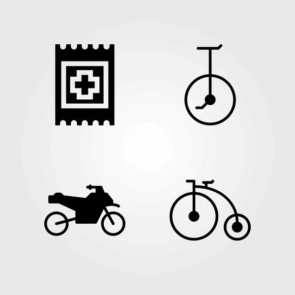 Набір транспортних векторних піктограм. уніцикл, група та допомога — стоковий вектор