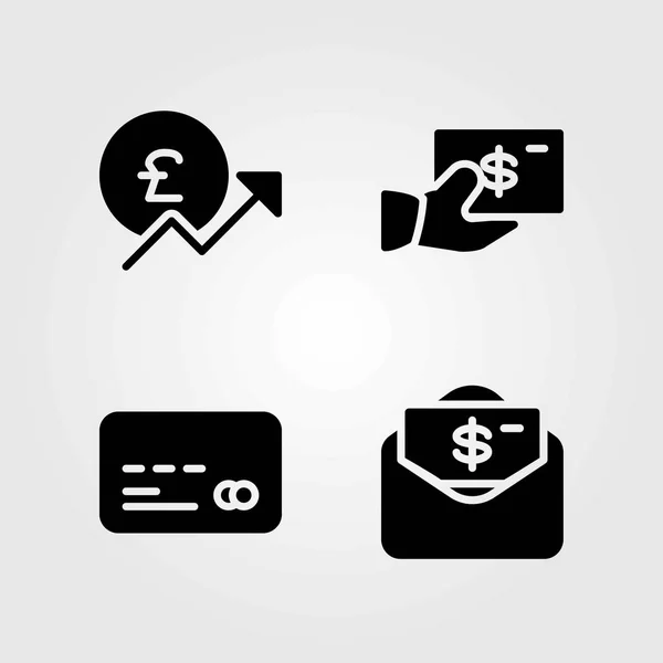 Ensemble d'icônes vectorielles bancaires. livre sterling, dollar et argent — Image vectorielle