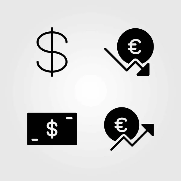 İşareti Icons set vektör. para, euro ve dolar — Stok Vektör