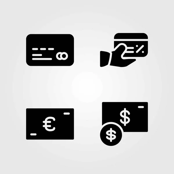 Bank vector icons set. dollar, euro en credit card — Stockvector