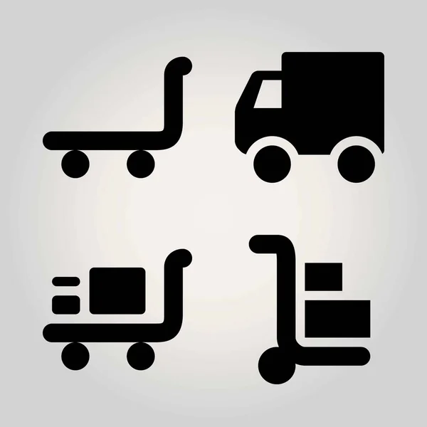 Autos Vektor-Symbol gesetzt. Lieferwagen, LKW, Wagen und Lieferung — Stockvektor