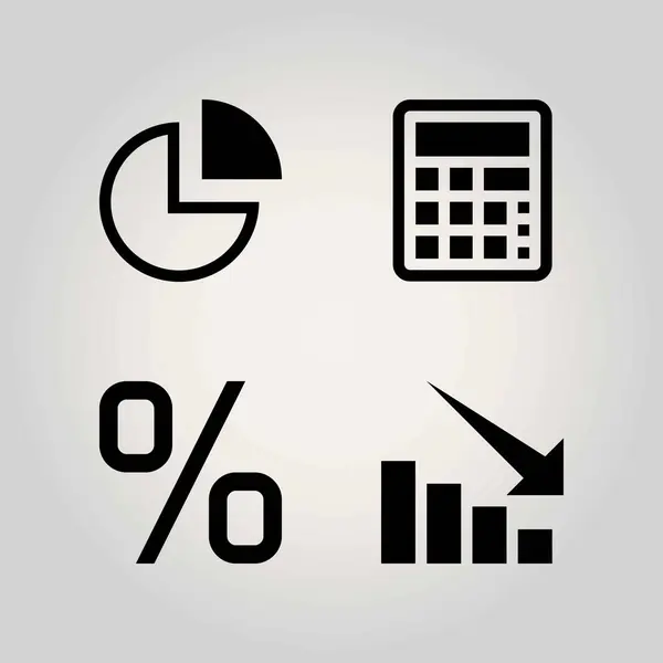 Conjunto de ícones vetoriais tecnológicos. porcentagem, gráfico, seta e gráfico de torta —  Vetores de Stock