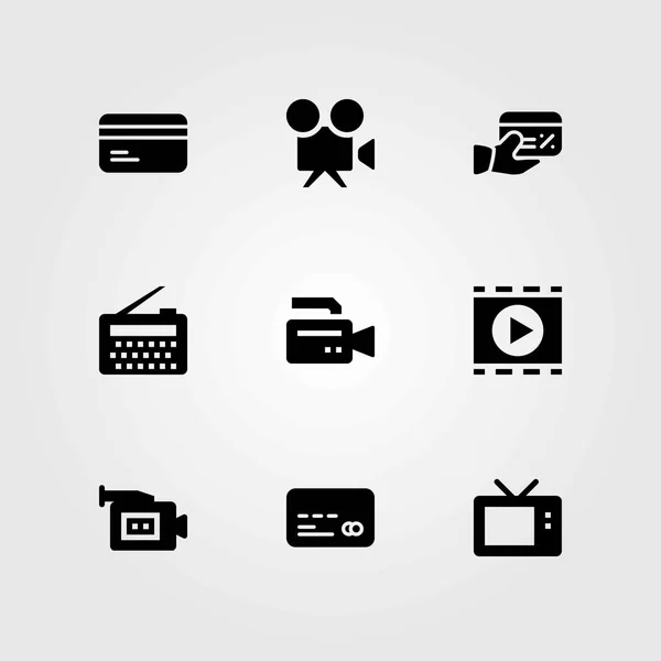 Technologie vector iconen instellen. TV, televisie en video camera — Stockvector