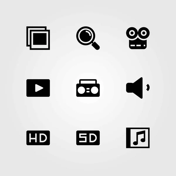 Conjunto de ícones vetoriais multimídia. leitor de filmes, reprodutor de fotos e vídeos —  Vetores de Stock