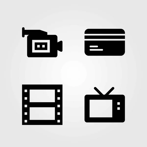 Technologie vector iconen instellen. TV, televisie en credit card — Stockvector