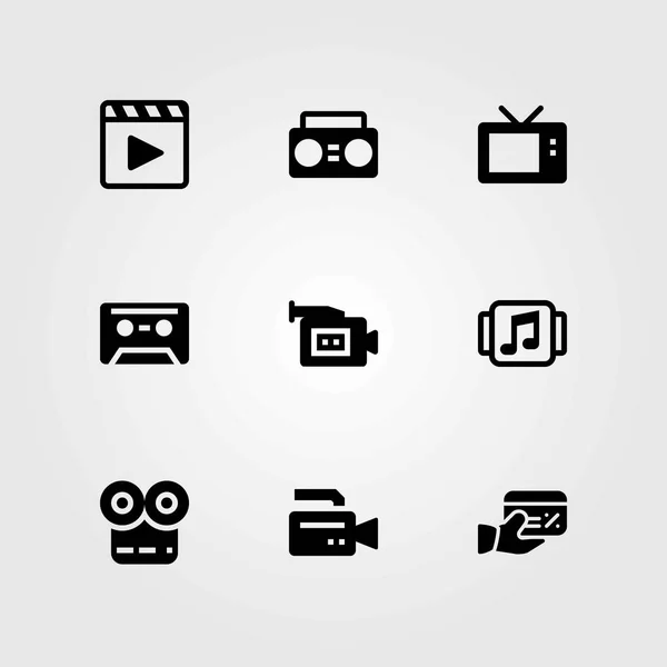 Τεχνολογία διάνυσμα εικόνες set. συσκευή αναπαραγωγής μουσικής, τηλεόραση και τηλεόραση — Διανυσματικό Αρχείο