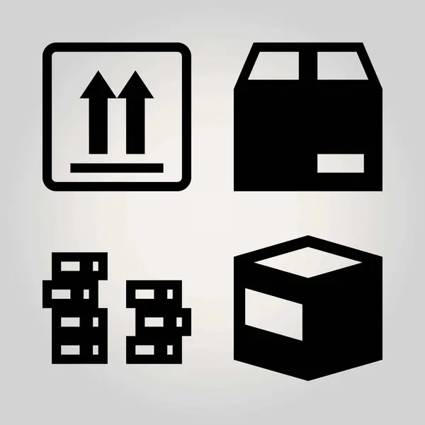 Tekenen vector icon set. pakket en munt — Stockvector