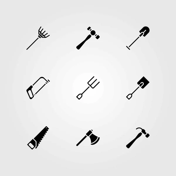 Набір іконок саду. сокира, молоток і лопатка — стоковий вектор