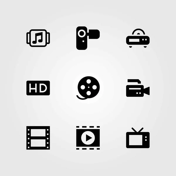 Τεχνολογία διάνυσμα εικόνες set. συσκευή αναπαραγωγής μουσικής, τηλεόραση και ραδιόφωνο — Διανυσματικό Αρχείο
