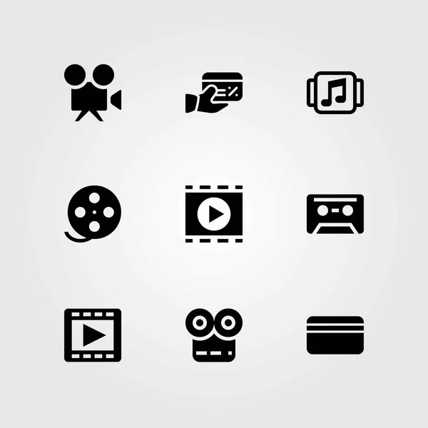 Technologie vector iconen instellen. speler van de film, filmrol en credit card — Stockvector