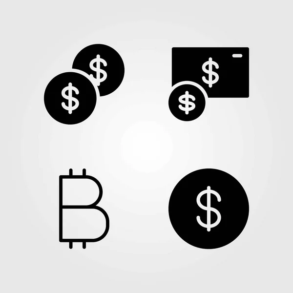 Гроші векторний набір іконок. долар, монети та монети долар — стоковий вектор