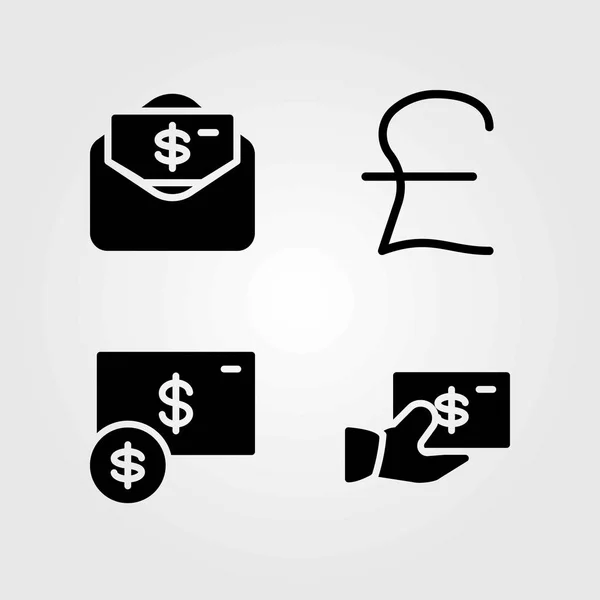 Conjunto de ícones vetoriais de sinais. dinheiro, dólar e libra esterlina —  Vetores de Stock