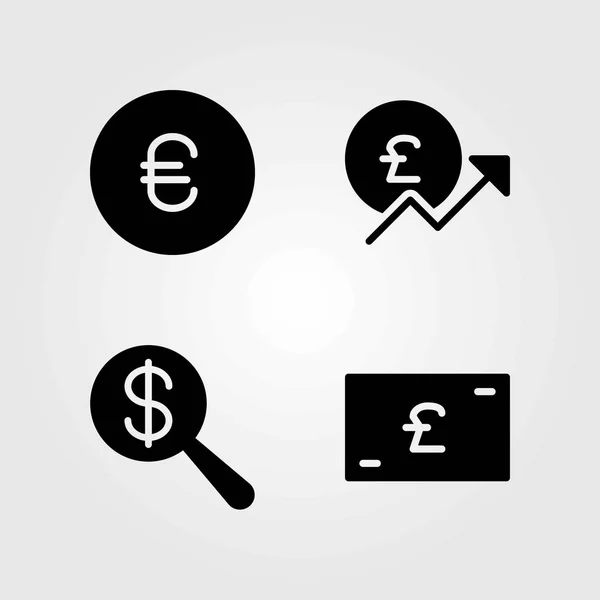 Money vector icons set. euro, dollar and pound sterling — Stock Vector