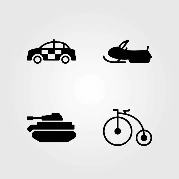 Μεταφορές διάνυσμα εικόνες set. Snow κινητά, ποδηλάτων και δεξαμενή — Διανυσματικό Αρχείο