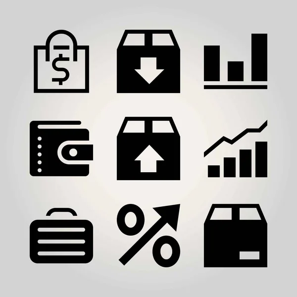 Alışveriş vektör Icon set. yüzde, evrak çantası, analutics ve servis talebi — Stok Vektör