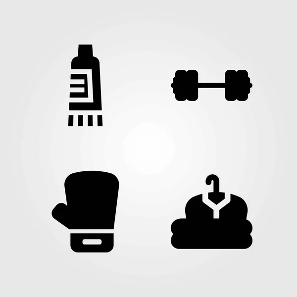 Fitness vector icons set. cream, cloth and boxing glove — Stock Vector