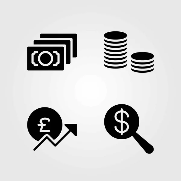 Set di icone vettoriali monetarie. monete, dollaro e denaro — Vettoriale Stock