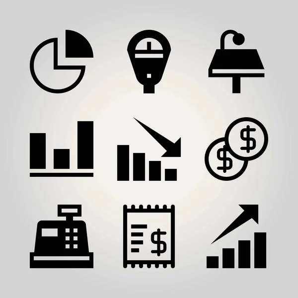 Conjunto de ícones vetoriais tecnológicos. factura, tabela, gráfico e moeda —  Vetores de Stock