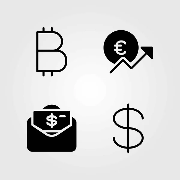 Set di icone vettoriali dei segni. dollaro, euro e denaro — Vettoriale Stock