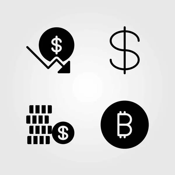 Wektor znak zestaw ikon. Dolar i monety — Wektor stockowy