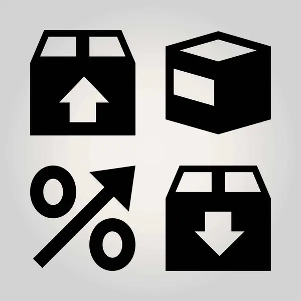 Set di icone vettoriali dei segni. percentuale e pacchetto — Vettoriale Stock