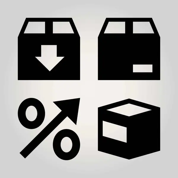 Signos vector icono conjunto. paquete y porcentaje — Vector de stock