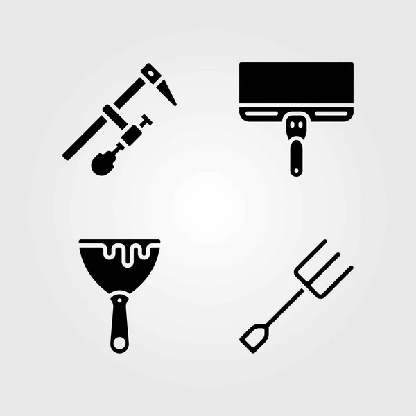 Tools vector icons set. scraper, clamp and fork — Stock Vector