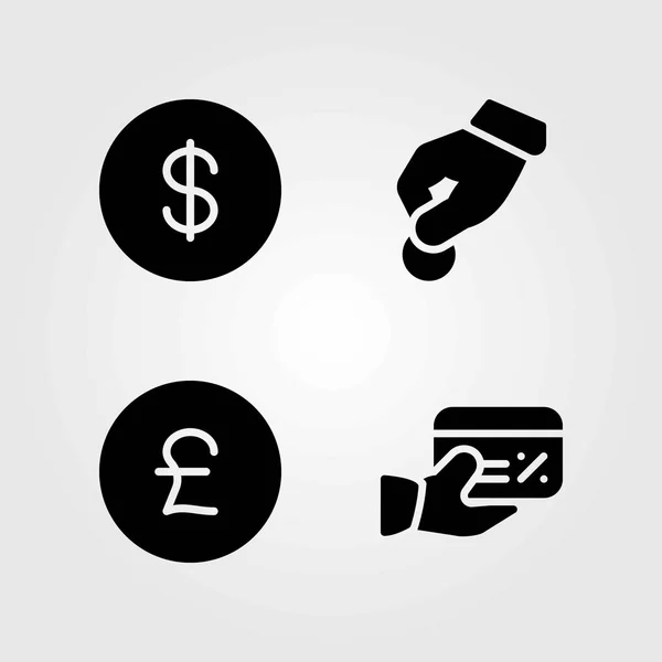 Bank vector icons set. creditcard, pond sterling en munt — Stockvector