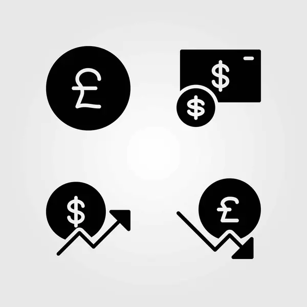 Χρήματα διάνυσμα εικόνες set. Λίρα στερλίνα, το νόμισμα και το Δολάριο — Διανυσματικό Αρχείο