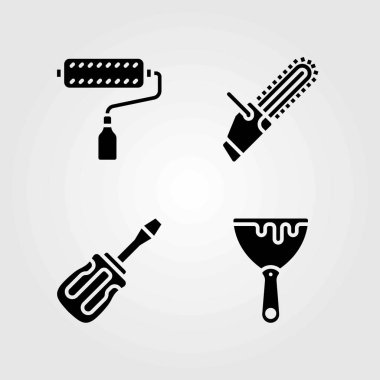 Araçlar Icons set vektör. tornavida, testere ve sıyırıcı