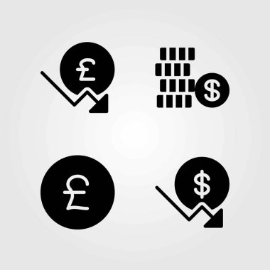 İşareti Icons set vektör. Doları, Polonya Zlotisi ve para