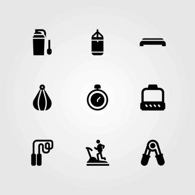 Fitness vektör simgeler kümesi. Top, delme ve adım Delme