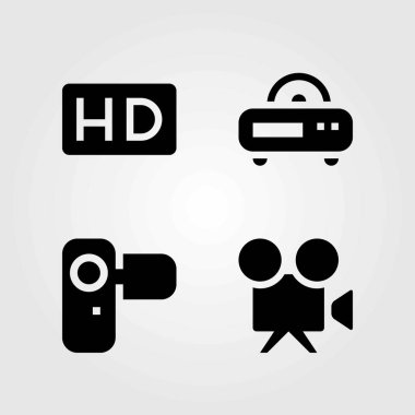 Teknoloji vektör simgeleri ayarlayın. kamera, camcoder ve hd