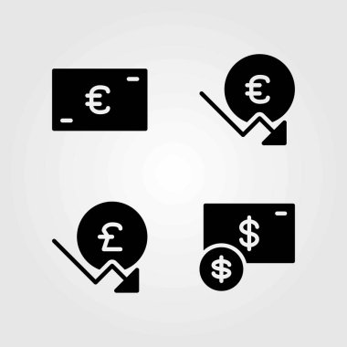 Para vektör simgeler kümesi. Sterlini, euro ve dolar