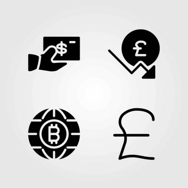 İşareti Icons set vektör. dolar, sikke ve pound sterling