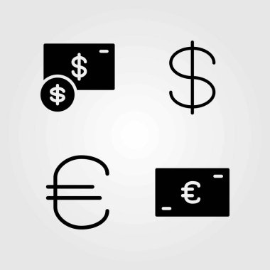 İşareti Icons set vektör. dolar ve euro