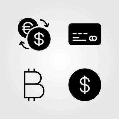 Banka vektör simgeler kümesi. dolar sikke, sikke ve değişimi